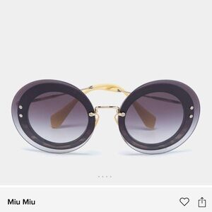 Authentic Miu Miu Gold Tone / Grey Gradient SMU 10R Round Sunglasses